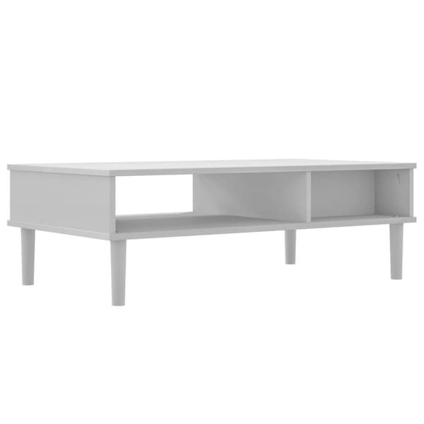 vidaXL sofabord SENJA 100x55x33 cm rattan-look massivt træ hvid