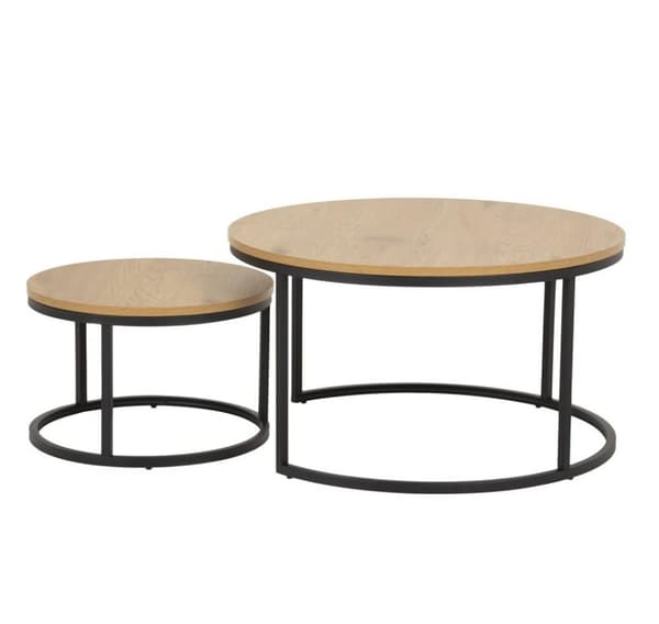 Sofabord 2stk SPIRO D50xH33cm, D80xH45cm, eik