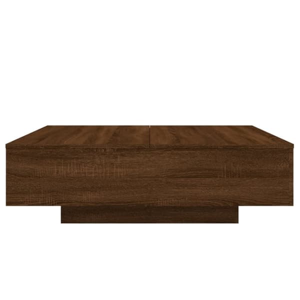 vidaXL sofabord med LED-lys 100x100x31 cm brun egetræsfarve