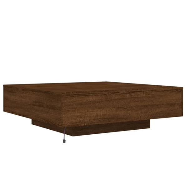 vidaXL sofabord med LED-lys 100x100x31 cm brun egetræsfarve