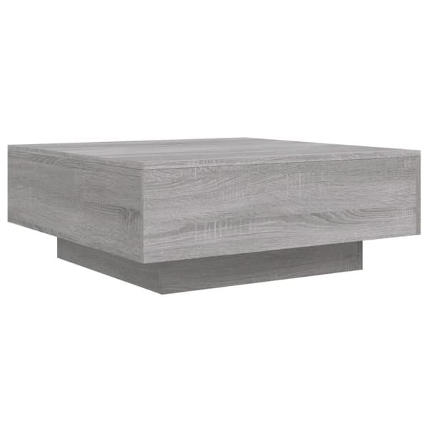 vidaXL sofabord med LED-lys 80x80x31 cm grå sonoma-eg