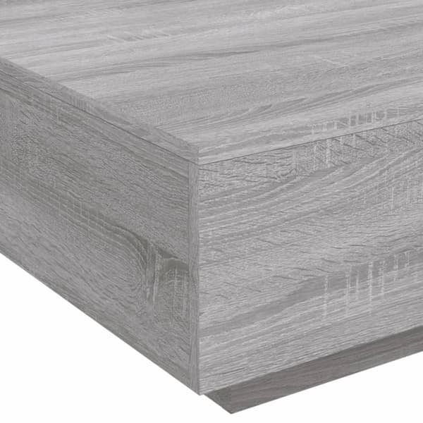 vidaXL sofabord med LED-lys 80x80x31 cm grå sonoma-eg
