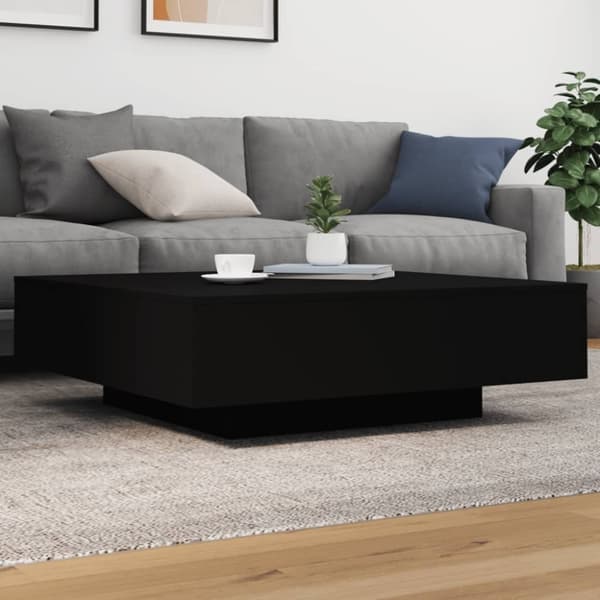 vidaXL sofabord med LED-lys 100x100x31 cm sort