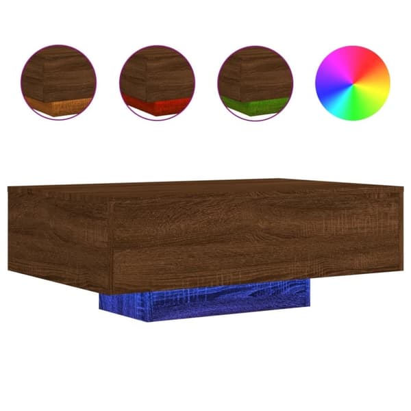 vidaXL Soffbord med LED brun ek 85x55x31 cm
