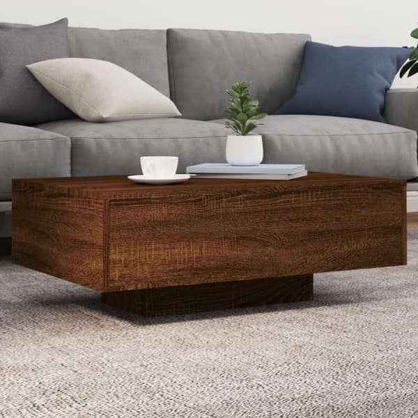 vidaXL Soffbord med LED brun ek 85x55x31 cm