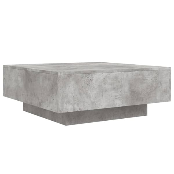 vidaXL sofabord med LED-lys 80x80x31 cm betongrå
