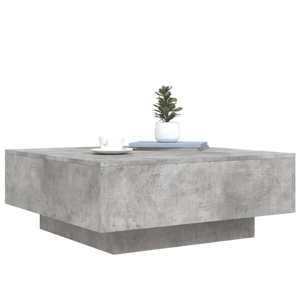 vidaXL sofabord med LED-lys 80x80x31 cm betongrå
