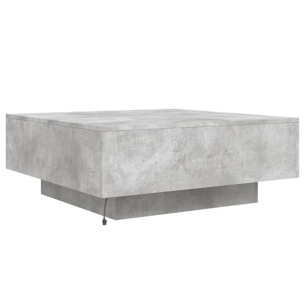 vidaXL sofabord med LED-lys 80x80x31 cm betongrå