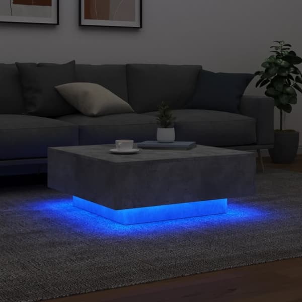 vidaXL Soffbord med LED betonggrå 80x80x31 cm