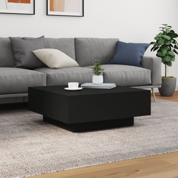 vidaXL sofabord med LED-lys 80x80x31 cm sort