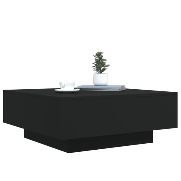 vidaXL sofabord med LED-lys 80x80x31 cm sort