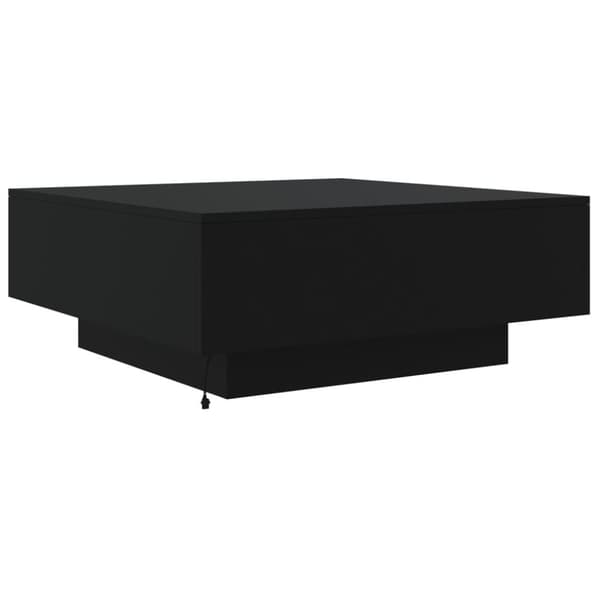 vidaXL sofabord med LED-lys 80x80x31 cm sort