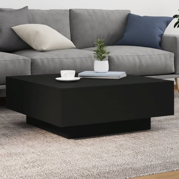vidaXL sofabord med LED-lys 80x80x31 cm sort