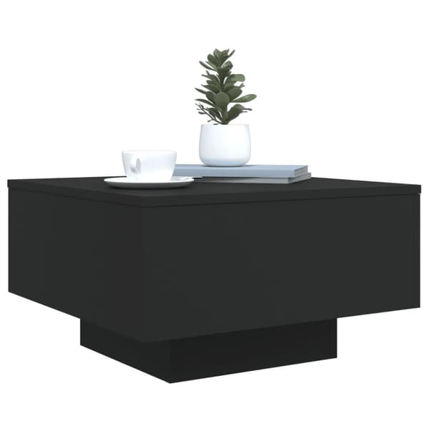 vidaXL sofabord med LED-lys 55x55x31 cm sort