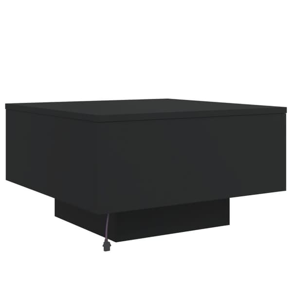 vidaXL sofabord med LED-lys 55x55x31 cm sort