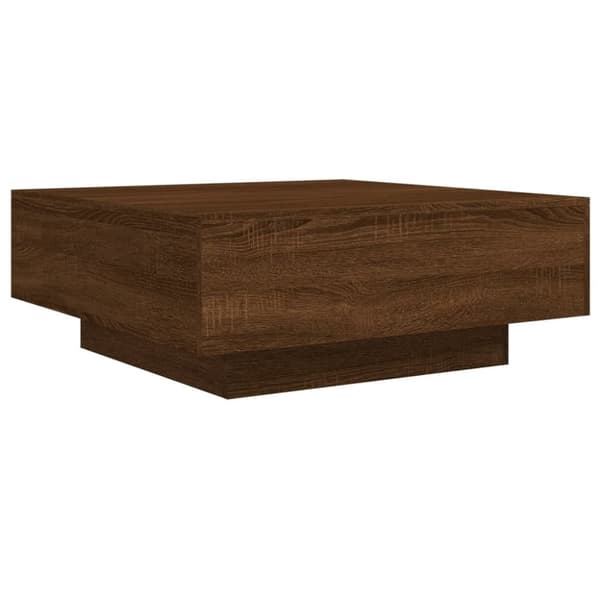 vidaXL sofabord med LED-lys 80x80x31 cm brun egetræsfarve