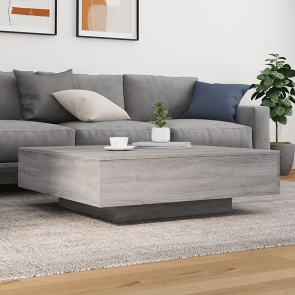 vidaXL Salongbord med LED-lys grå sonoma 100x100x31 cm