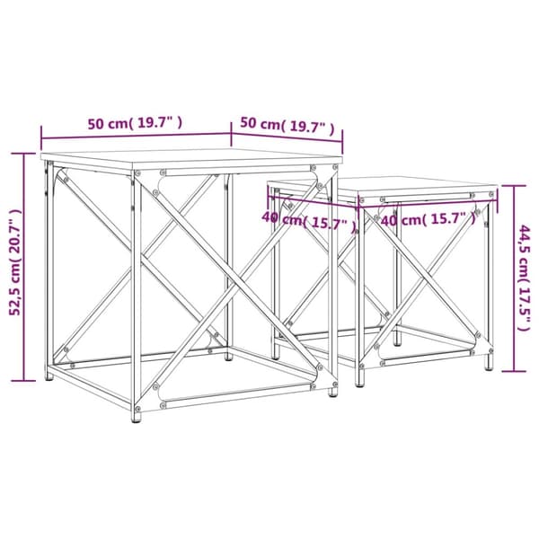 vidaXL Stablebare salongbord 2 stk brun eik konstruert tre