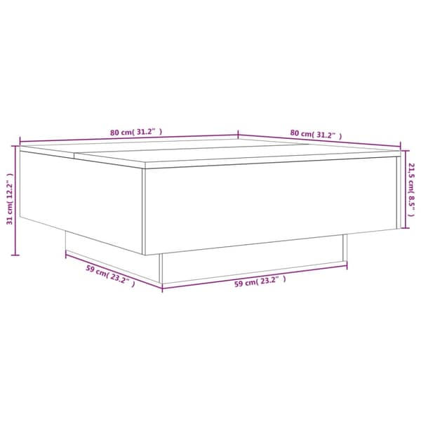 vidaXL Soffbord vit 80x80x31 cm konstruerat trä