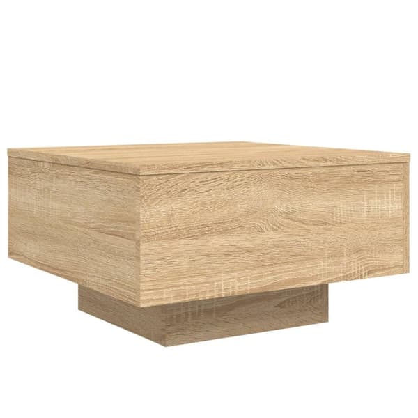 vidaXL sofabord med LED-lys 55x55x31 cm sonoma-eg