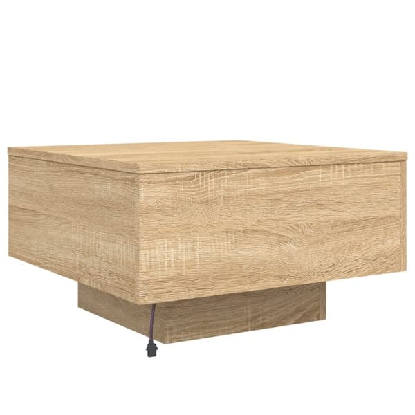 vidaXL sofabord med LED-lys 55x55x31 cm sonoma-eg