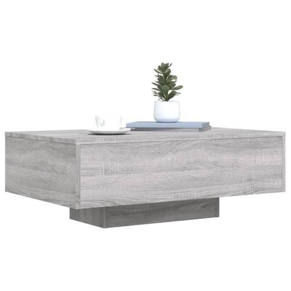 vidaXL sofabord med LED-lys 85x55x31 cm grå sonoma-eg
