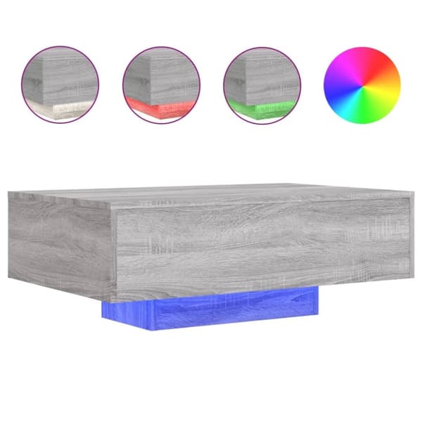 vidaXL sofabord med LED-lys 85x55x31 cm grå sonoma-eg
