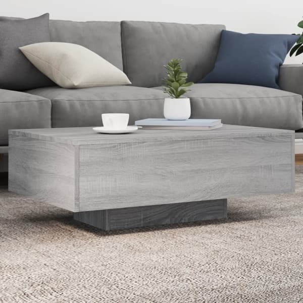 vidaXL sofabord med LED-lys 85x55x31 cm grå sonoma-eg