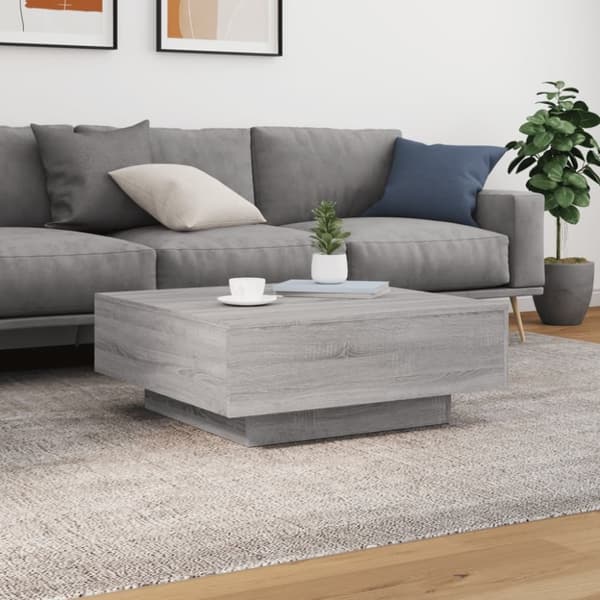 vidaXL Soffbord grå sonoma 80x80x31 cm konstruerat trä