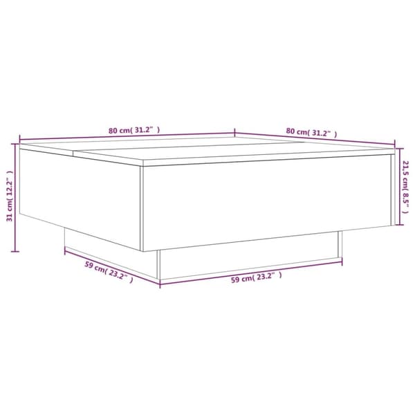 vidaXL sofabord 80x80x31 cm konstrueret træ grå sonoma-eg
