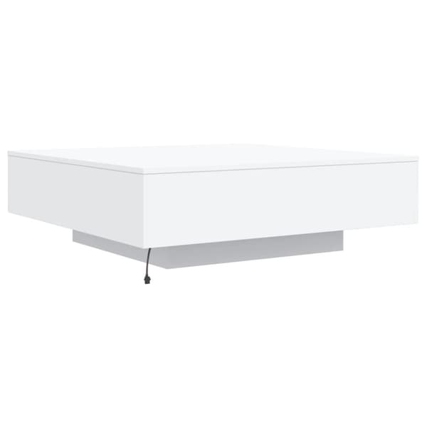 vidaXL sofabord med LED-lys 100x100x31 cm hvid