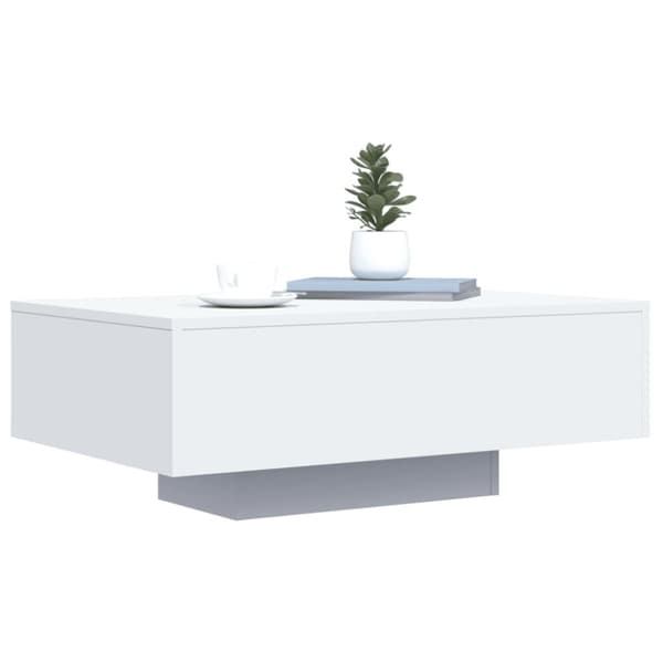 vidaXL Salongbord med LED-lys hvit 85x55x31 cm
