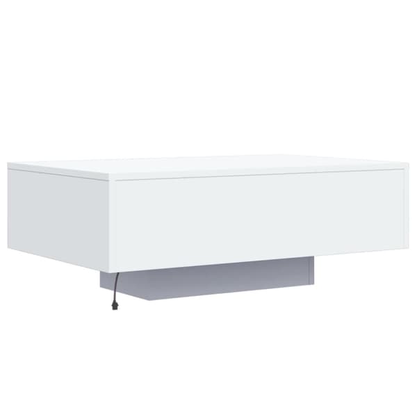 vidaXL Salongbord med LED-lys hvit 85x55x31 cm