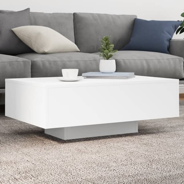 vidaXL Salongbord med LED-lys hvit 85x55x31 cm