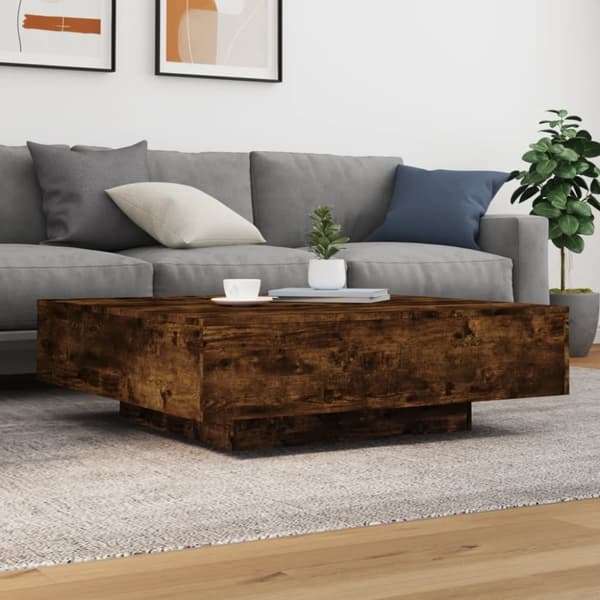 vidaXL Soffbord rökfärgad ek 100x100x31 cm konstruerat trä