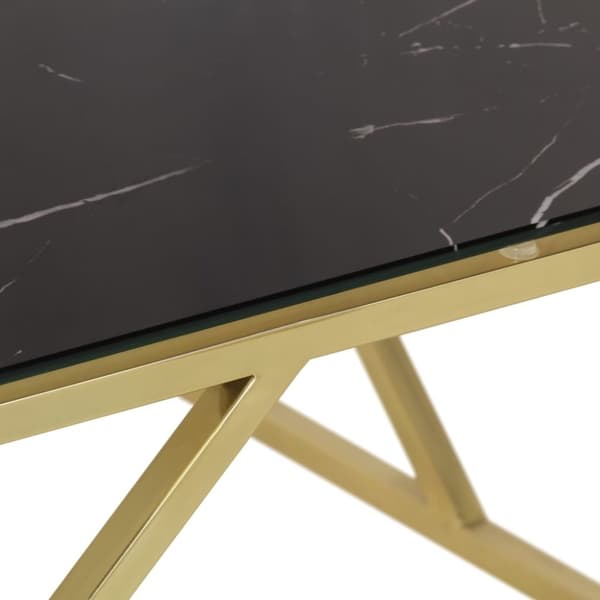 vidaXL Salongbord gull rustfritt stål og herdet glass
