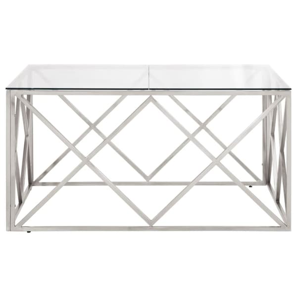 vidaXL Soffbord silver rostfritt stål och härdat glas