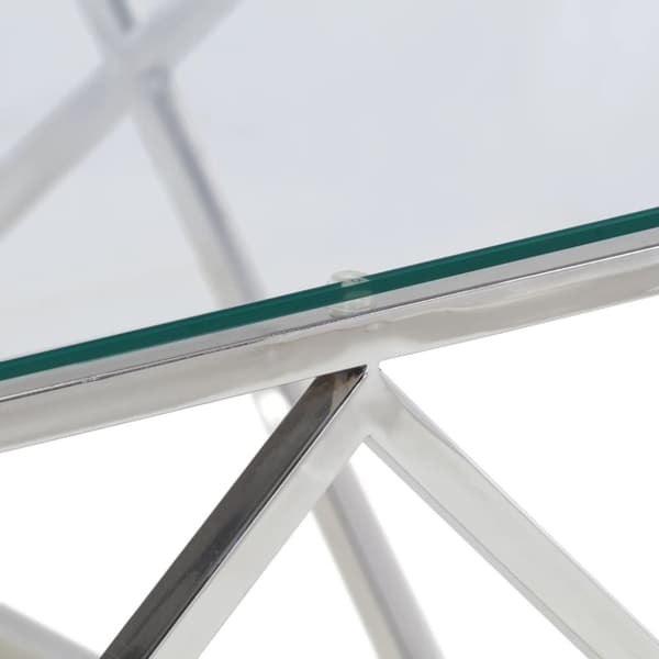 vidaXL Soffbord silver rostfritt stål och härdat glas