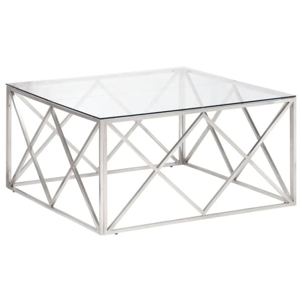 vidaXL Soffbord silver rostfritt stål och härdat glas