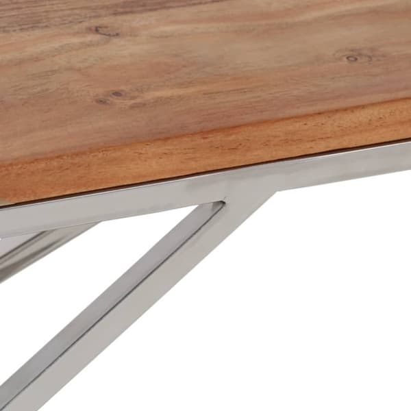 vidaXL Soffbord silver rostfritt stål och massivt akaciaträ