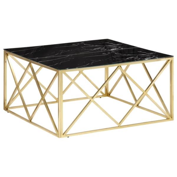 vidaXL Soffbord guld rostfritt stål och härdat glas