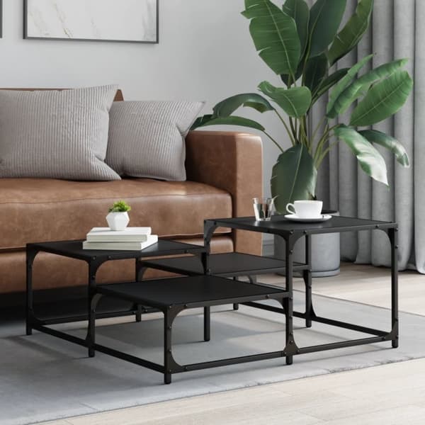 vidaXL Soffbord svart 87,5x87,5x40 cm konstruerat trä