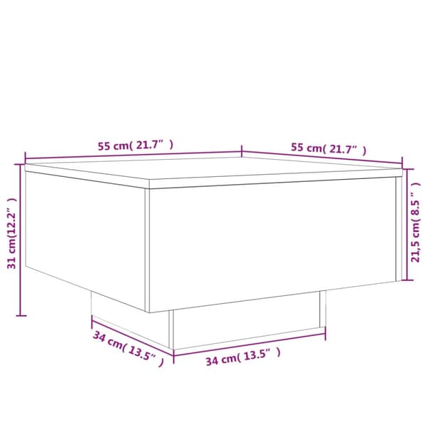 vidaXL sofabord 55x55x31 cm konstrueret træ røget egetræsfarve