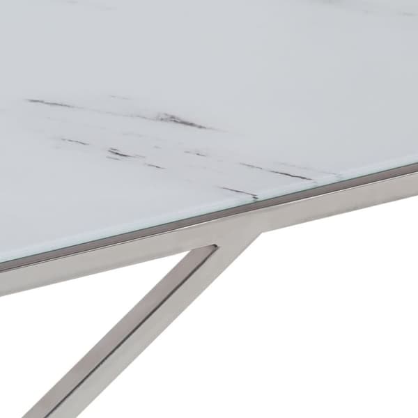 vidaXL Salongbord sølv rustfritt stål og herdet glass