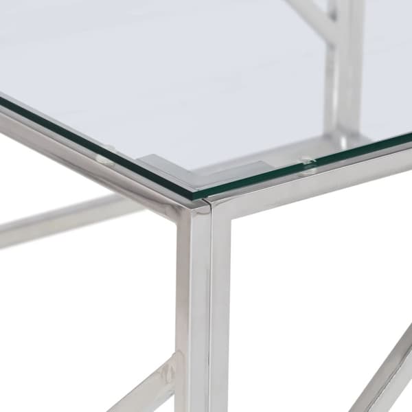vidaXL Salongbord sølv rustfritt stål og herdet glass