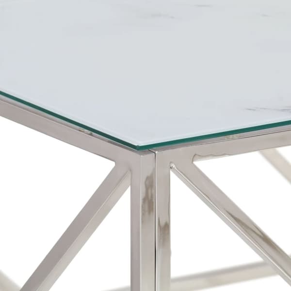 vidaXL Salongbord sølv rustfritt stål og herdet glass