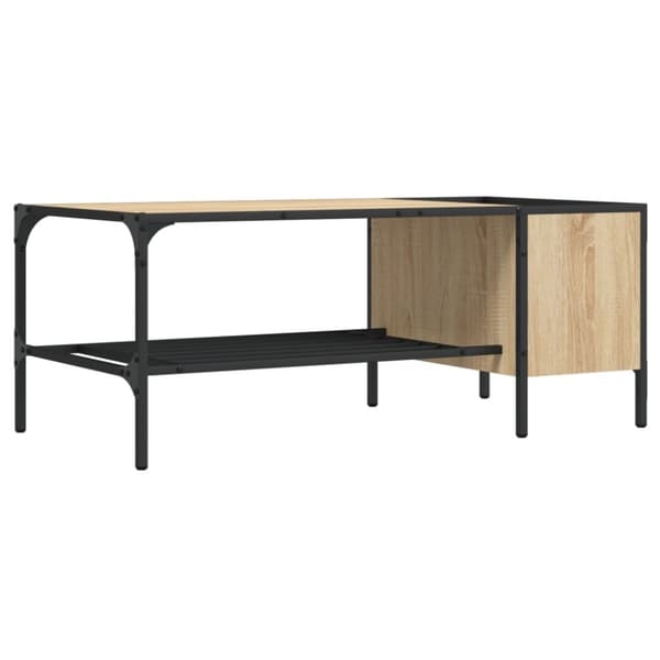 vidaXL Soffbord med hylla sonoma-ek 100x51x40 cm konstruerat trä
