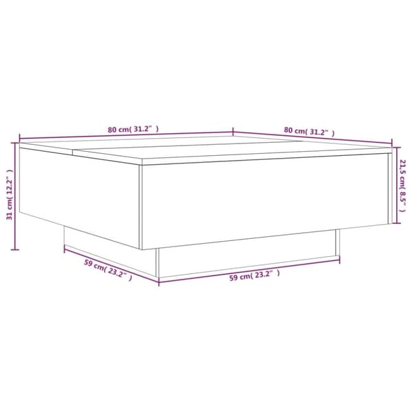 vidaXL Sohvapöytä Sonoma-tammi 80x80x31 cm lastulevy