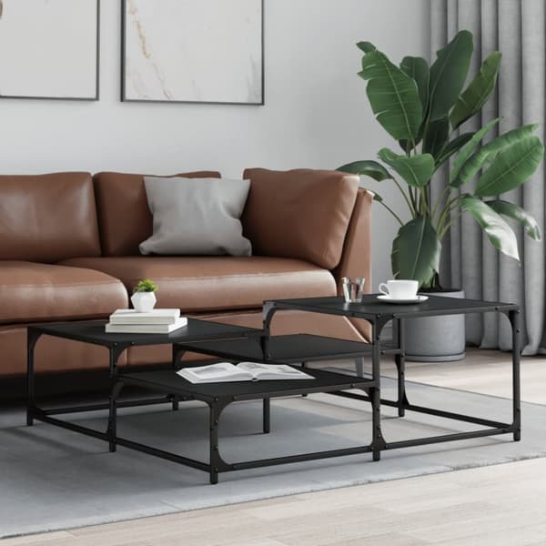 vidaXL sofabord 107x107x40 cm konstrueret træ sort