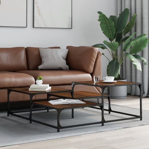 vidaXL Salongbord brun eik 107x107x40 cm konstruert tre
